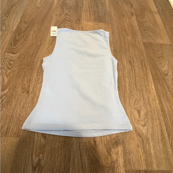 Express Light Blue Ribbed Tank Top - Picture 4 of 5